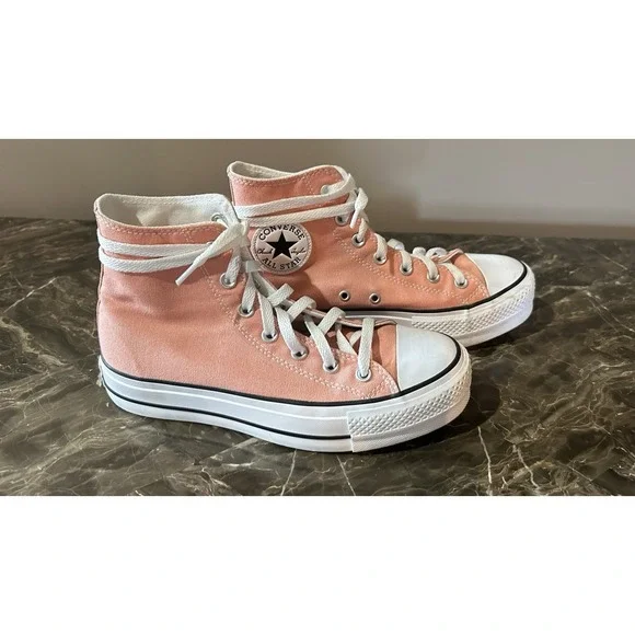 Converse Chuck Taylor All Star Platform High Top Sneakers Peach Canvas Womens  8 - Picture 2 of 6